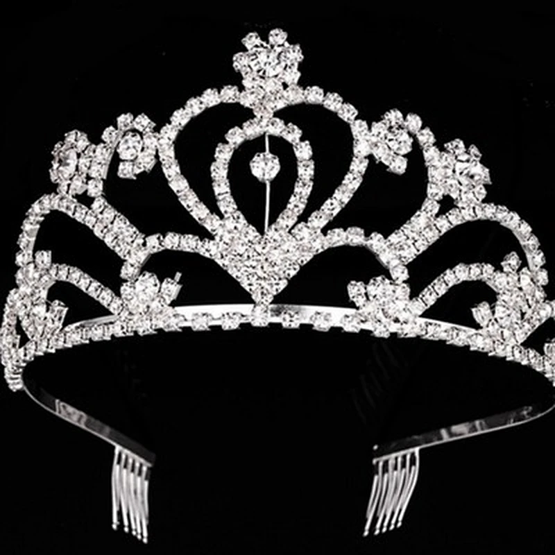 Wholesale large style wedding jewelry rhinestones bridal tiara with comb