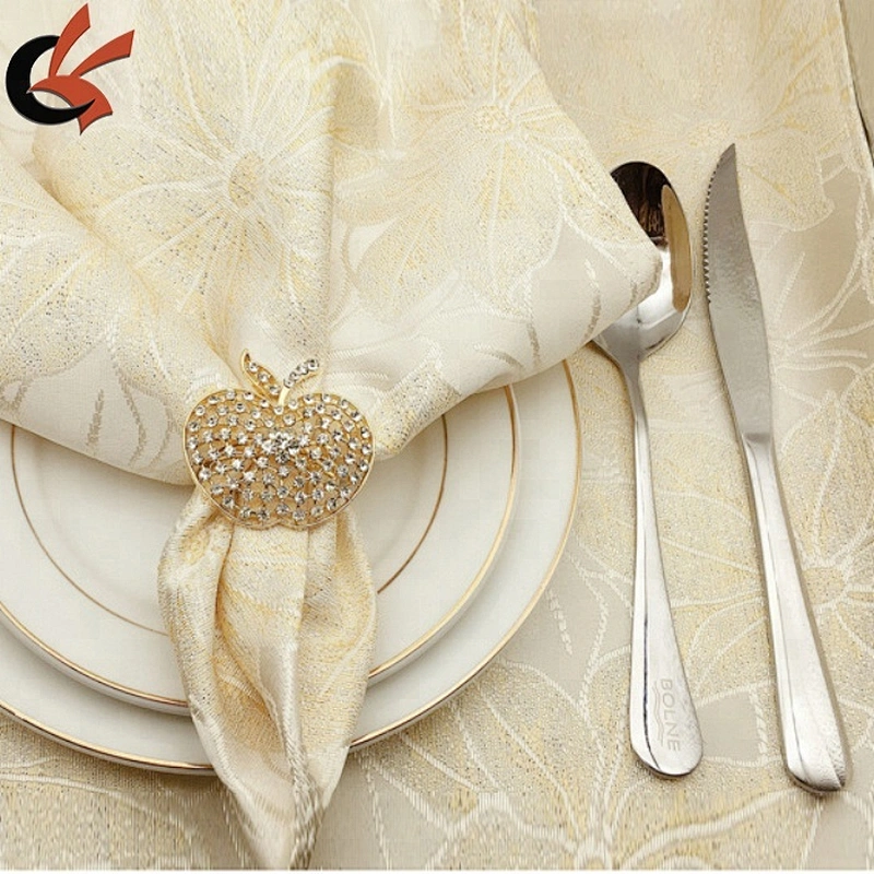 Wholesale Gold alloy rhinestone apple Napkin Ring for Events Wedding Dinner