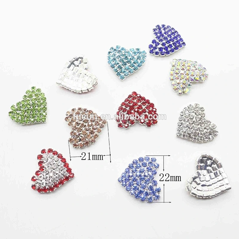 Customized 2018 fashion Colorful heart shape rhinestone brooch in bulk