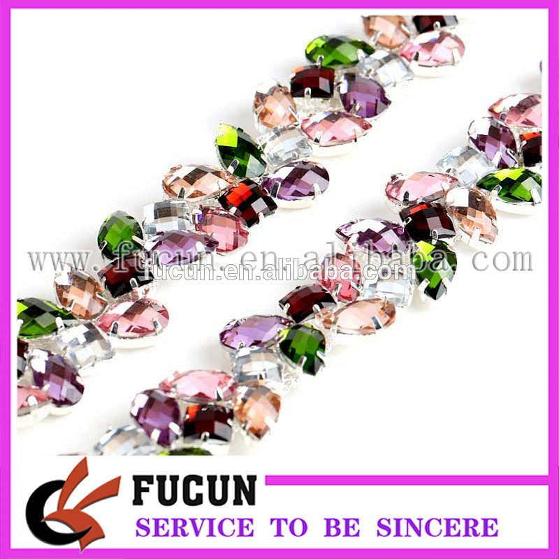 Multi-colored rhinestone chain hair dress collar rhinestone trimming