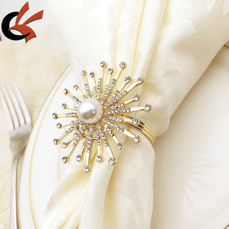 Restaurant & Hotel & Party table decoration pearl and rhinestone Napkin Ring