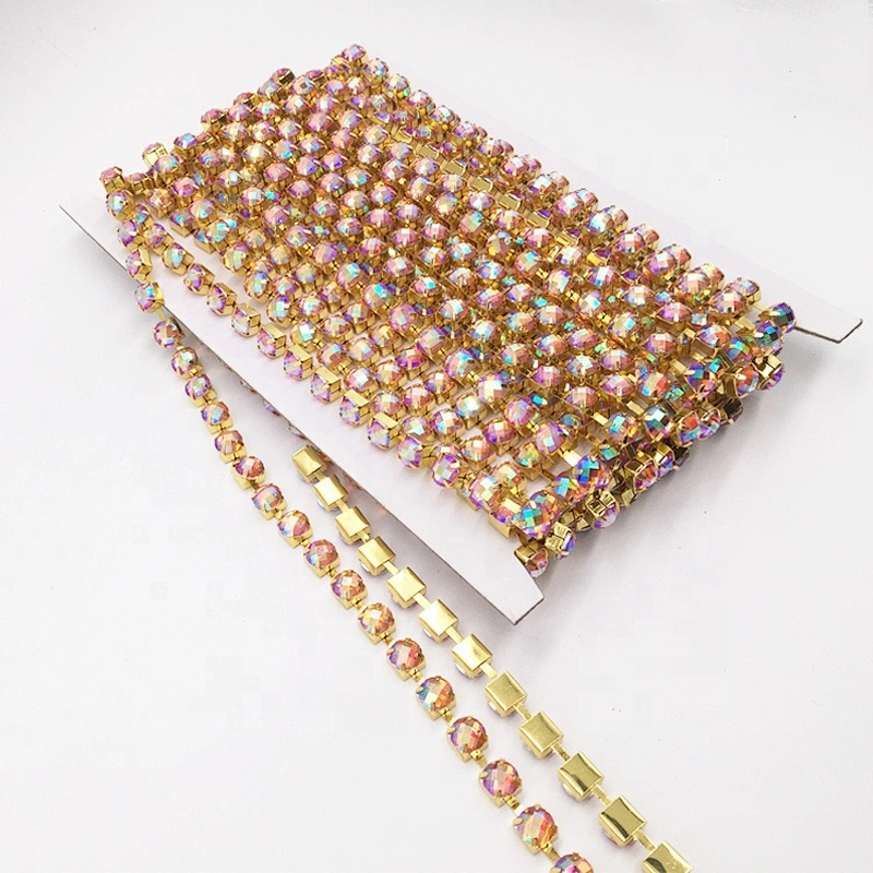 Wholesale Price New Design Cut Facets SS28 SS34 Resin Rhinestone Cup Chain