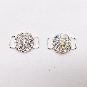 Crystal flower rhinestone clear ab swimming suit buckle connector for bikini centre