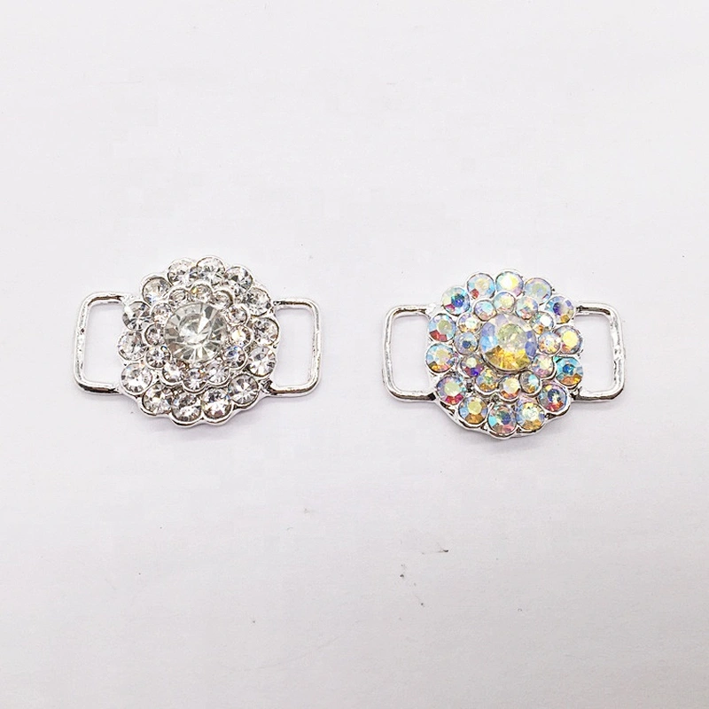 Crystal flower rhinestone clear ab swimming suit buckle connector for bikini centre