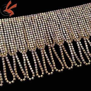 sparkly length pendent AB crystal rhinestone chain trims rhinestone beaded trimming