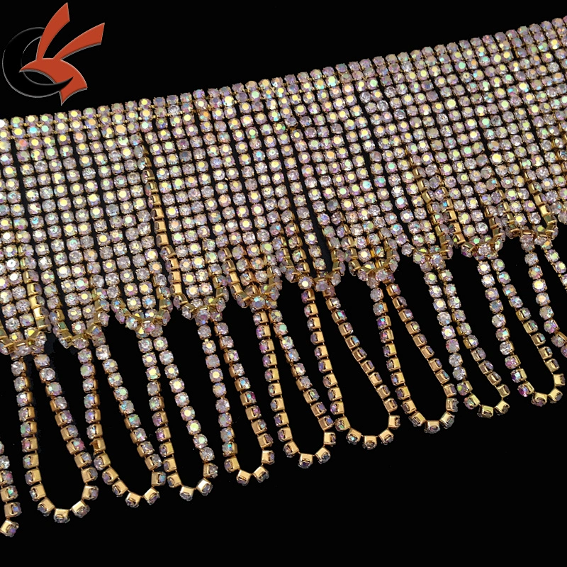 sparkly length pendent AB crystal rhinestone chain trims rhinestone beaded trimming