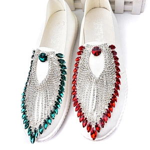 New Product 8.5*13.5cm Custom Sew On Clear Rhinestone Applique