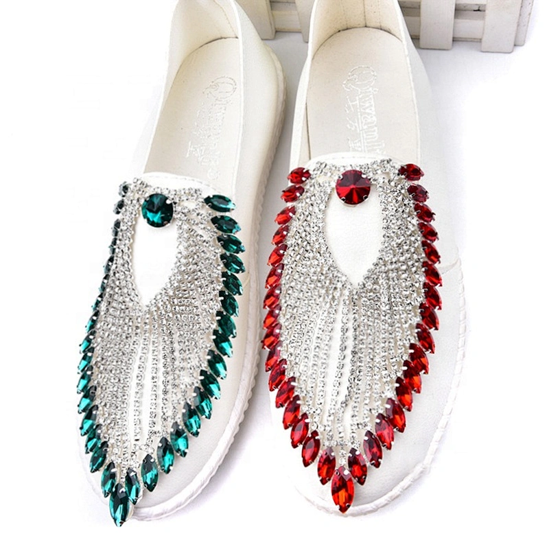 New Product 8.5*13.5cm Custom Sew On Clear Rhinestone Applique