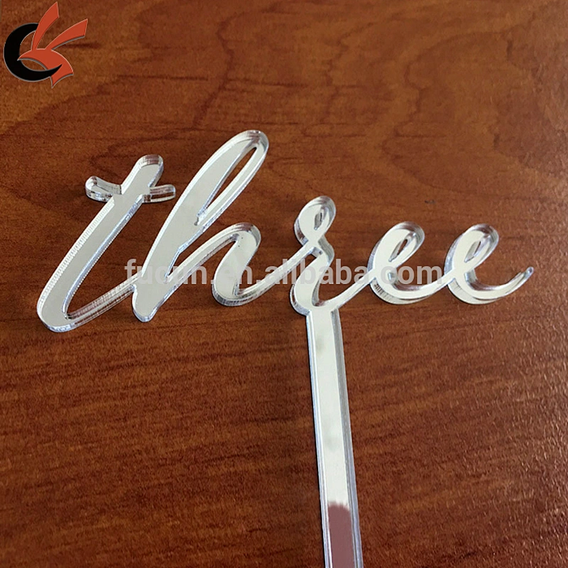 Party Decoration Laser Cutting Acrylic Mirror Birthday Cake Topper Table Number