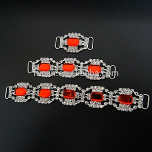 STUNNING ON STAGE BIKINI RED GLASS CRYSTAL RHINESTONE CONNECTOR