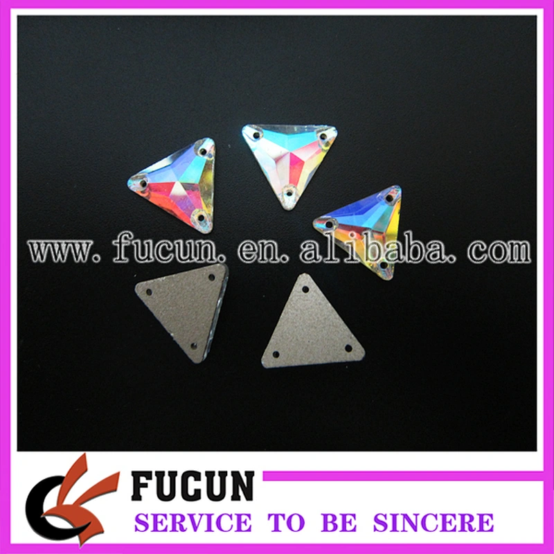 wholesale 16*16mm flatback triangle sew on glass