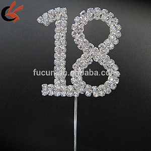 Rhinestone Crystal Covered Quinceanera 18th Birthday Number Cake Topper