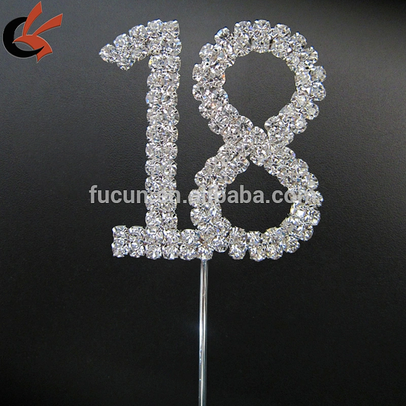 Rhinestone Crystal Covered Quinceanera 18th Birthday Number Cake Topper