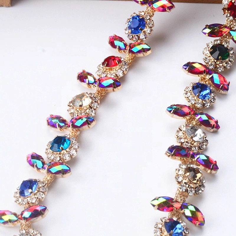 Fashion Accessory AB stone series gold metal claw cup sew on rhinestones crystal strass trim