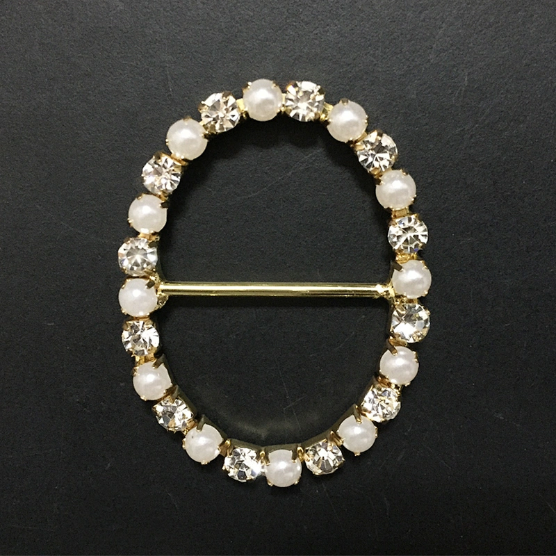 cheap price rhinestone and pearl crystal oval shape buckles