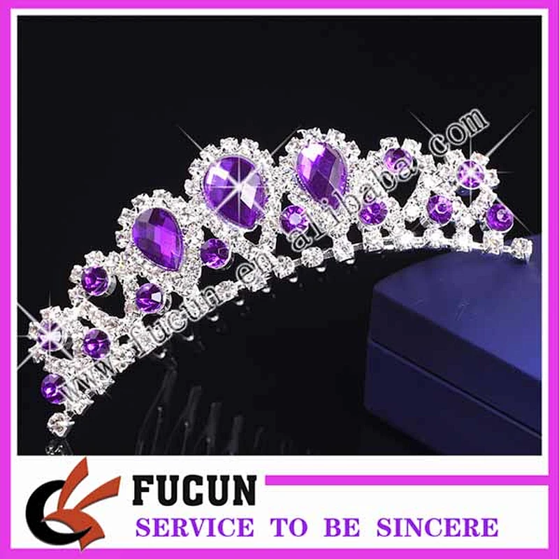 Gorgeous Shiny Violet Crystal Queen Pageant Comb Tiaras Wholesale Luxurious Frozen Elsa Crown Tiara