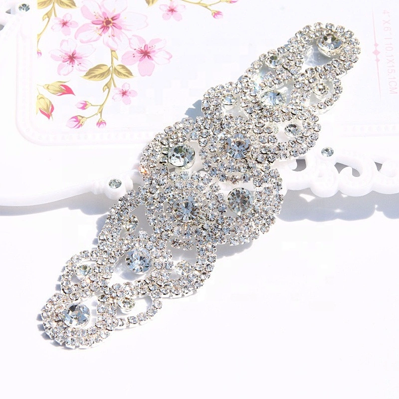 wholesale neckline designs rhinestone crystal gold rhinestone applique for wedding dress sash
