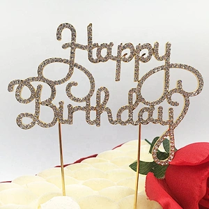 Custom Birthday cake Topper Crystal Rhinestone Cake Pick Cake Toppers For Wedding Birthday Party Decoration