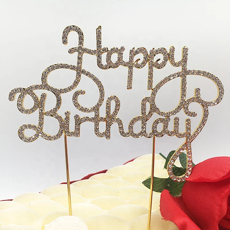 Custom Birthday cake Topper Crystal Rhinestone Cake Pick Cake Toppers For Wedding Birthday Party Decoration