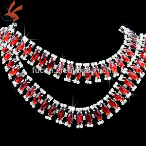 gold metal clear rhinestone bridal trimming chain