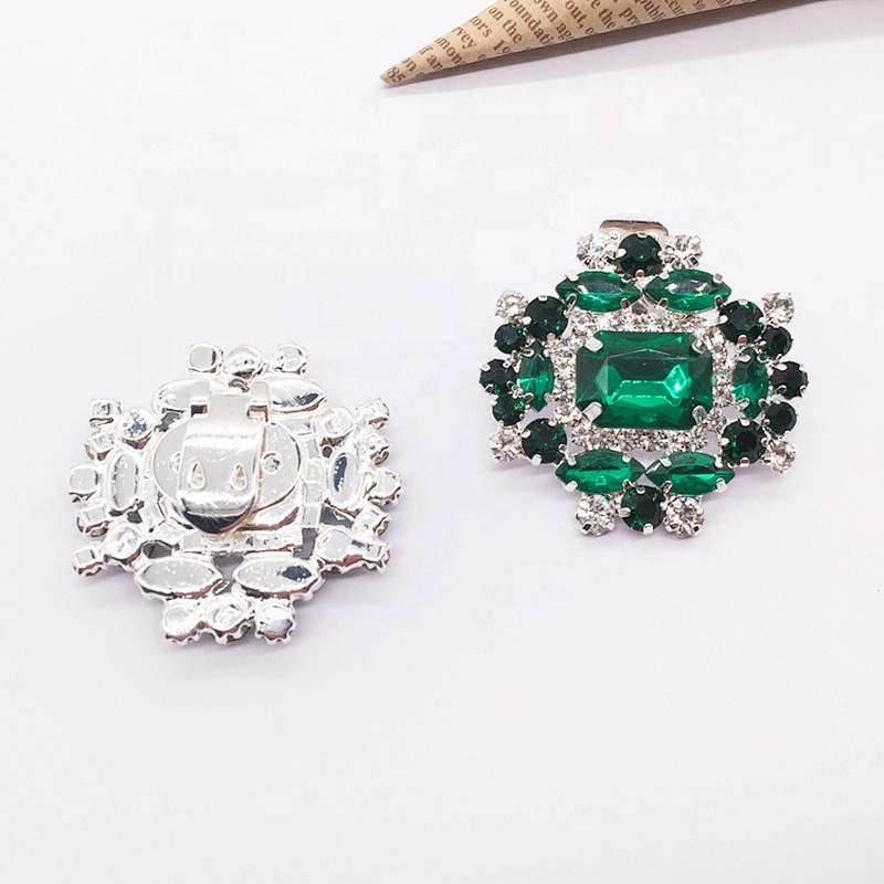 custom green diamond adjustive clip shoe buckle accessories for shoes high heel decoration