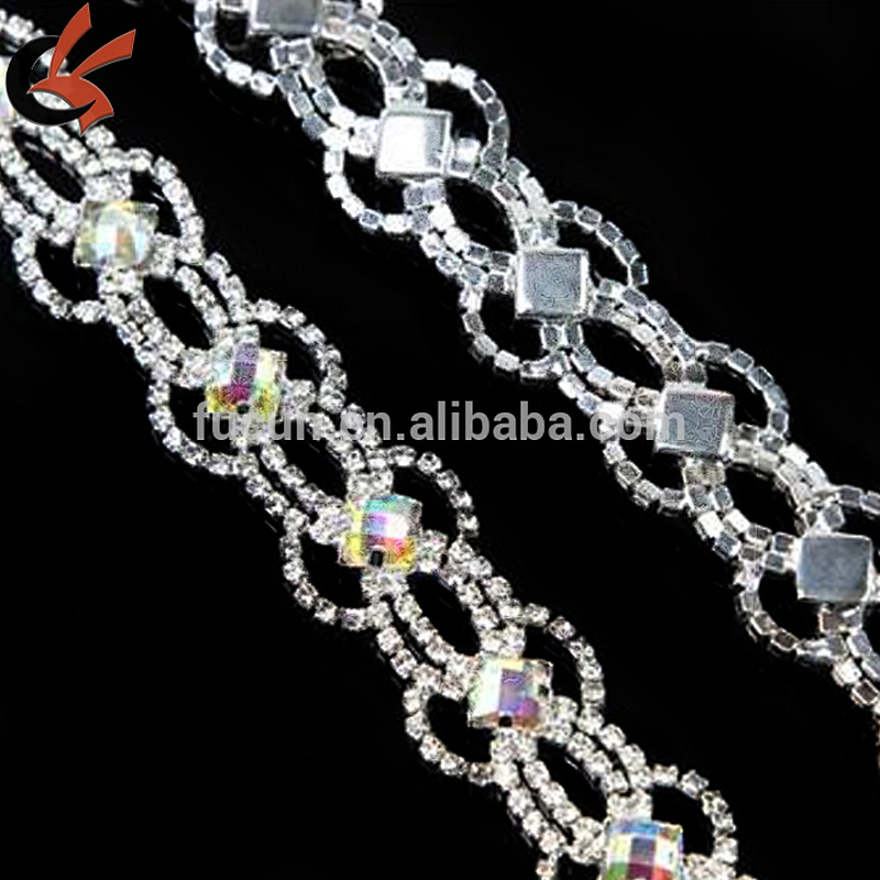 wholesale AB acrylic clear rhinestone cup chain strass chain