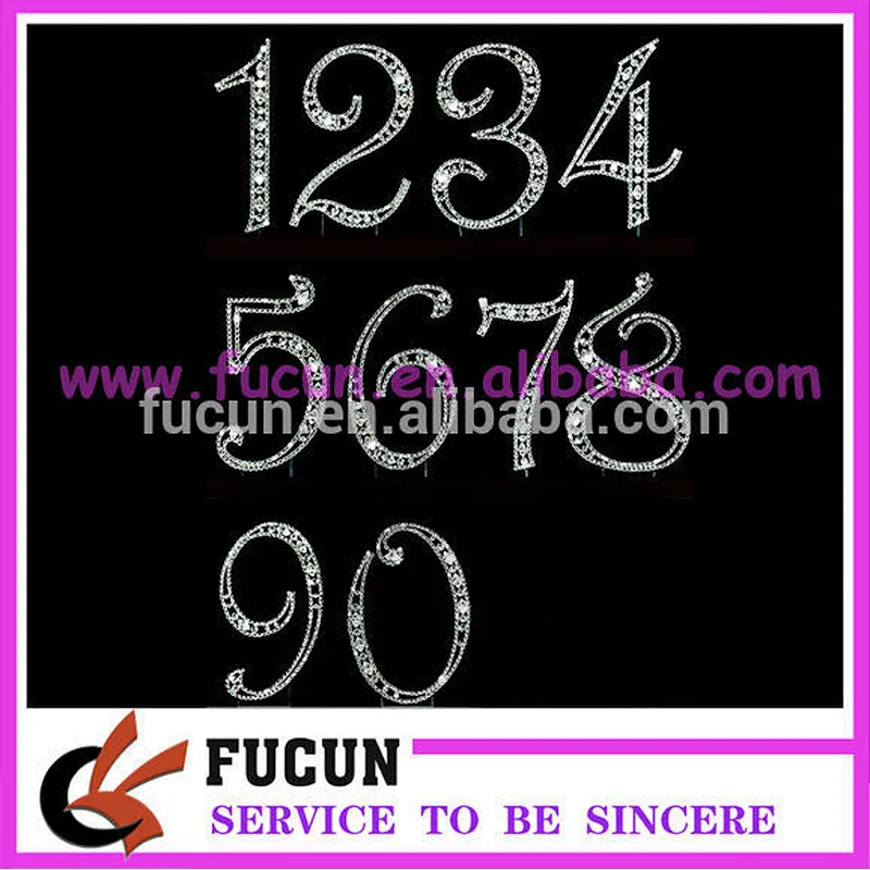 wholesale crystal acrylic diamond number rhinestone cake party supplies