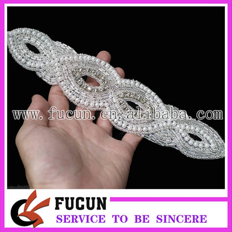 sparkling rhinestone bridal appliques for wedding bride sash decoration