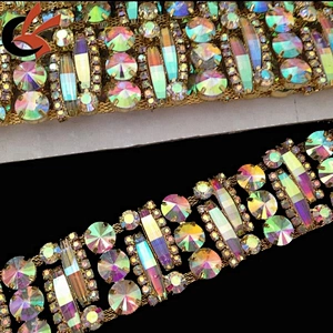 shining AB crystal rhinestone trimming diamante chain trims rhinestone applique trim
