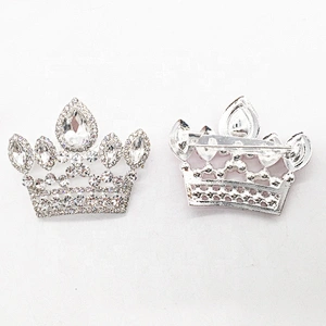 New Fashion Rhinestone Pink Crown Brooches For Women Men Badge Suit