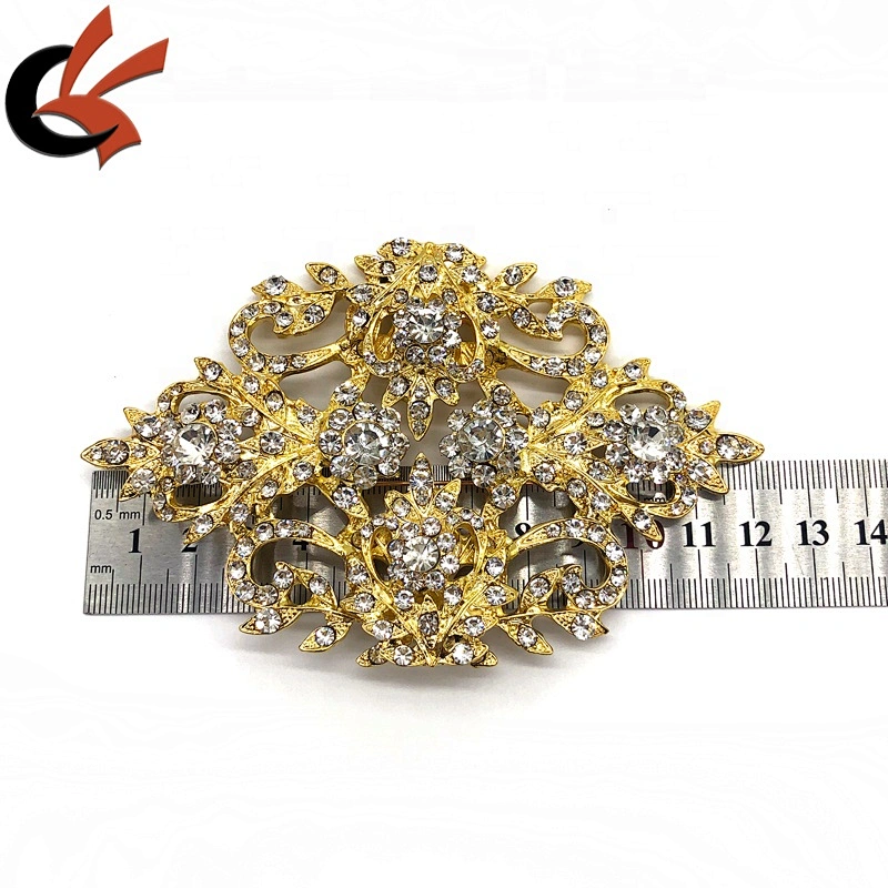 Wholesales Custom Large Metal Gold Jewelry Broches Flower Pin brooches Crystal Rhinestone Brooch