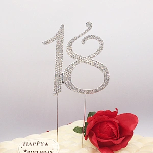 Best Sale 12cm Diamante Dual Numeral 18 Cake Toppers Wedding Birthday Cake Topper