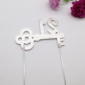 Unicorn Party Supplier Rhinestone 21th Birthday Key Design Shaped Cake Topper