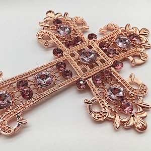 Wedding Cake Decoration Bling Party Favor cross style light rose rhinestone cake topper
