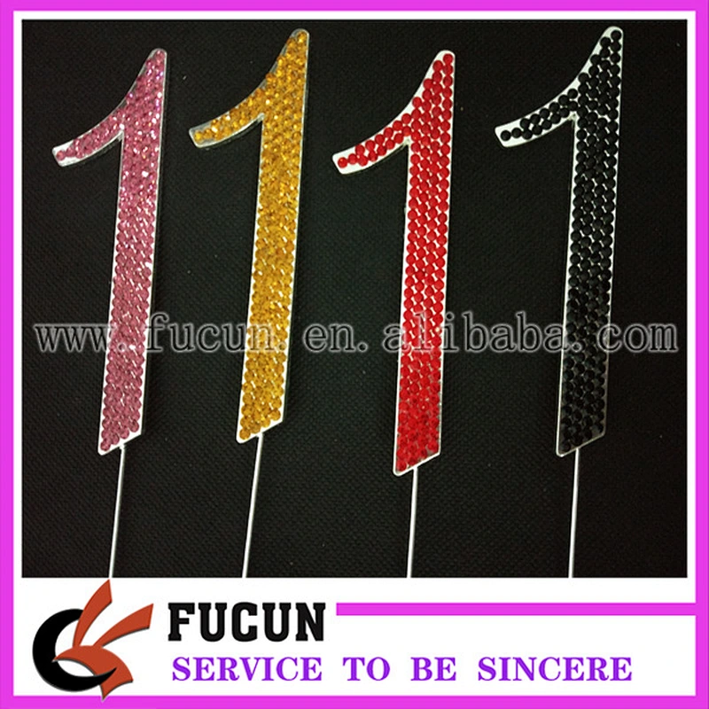 12CM  Number 0-9 large Custom Red Rhinestone Crystal Cake Topper