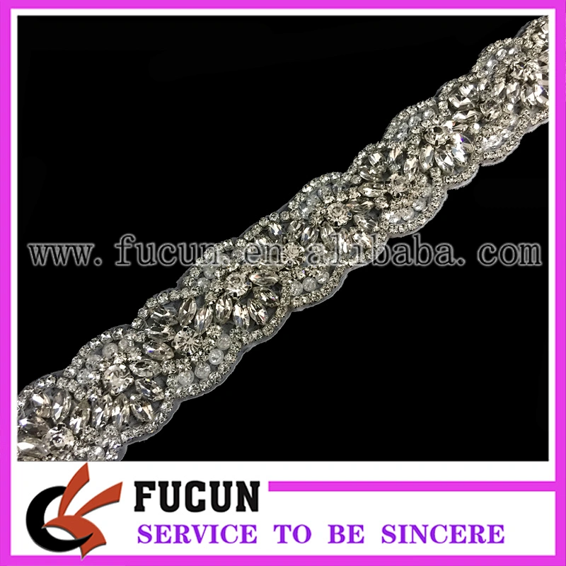 Iron on Crystal Beaded Rhinestone Applique for Bridal