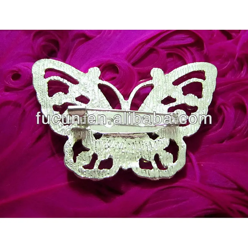 Garment accessories fashion crystal butterfly brooches wedding pins wholesale alibaba