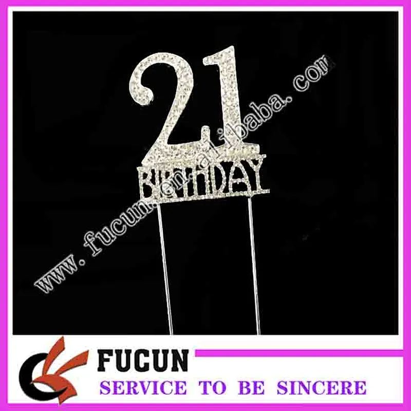 customized silver monogram birthday anniversary crystal cake toppers