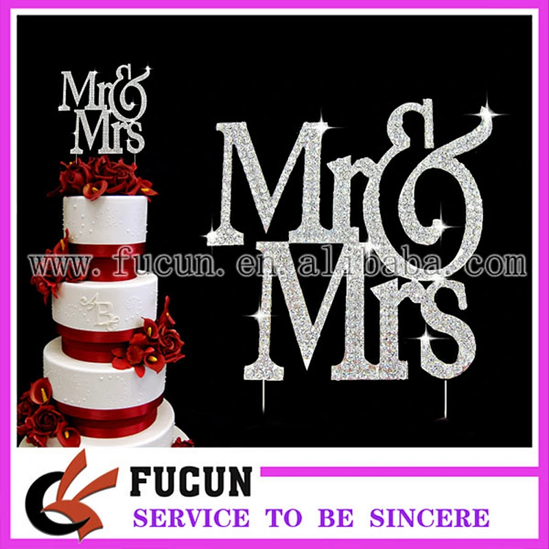 New Rhinestone Diamante Crystal Rhinestone Wedding Mr & Mrs Bling Cake topper