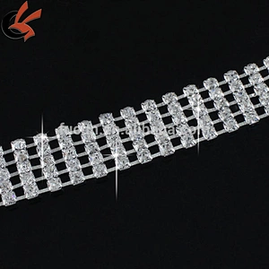 ss16 three rows clear rhinestone cup chain