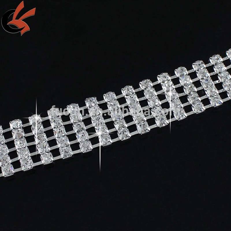 ss16 three rows clear rhinestone cup chain