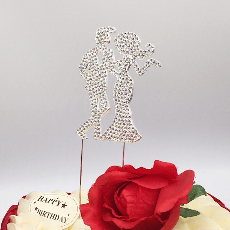 dazzling rhinestone wedding Bride & Bridegroom dancing design crystal bridal cake topper wedding decor