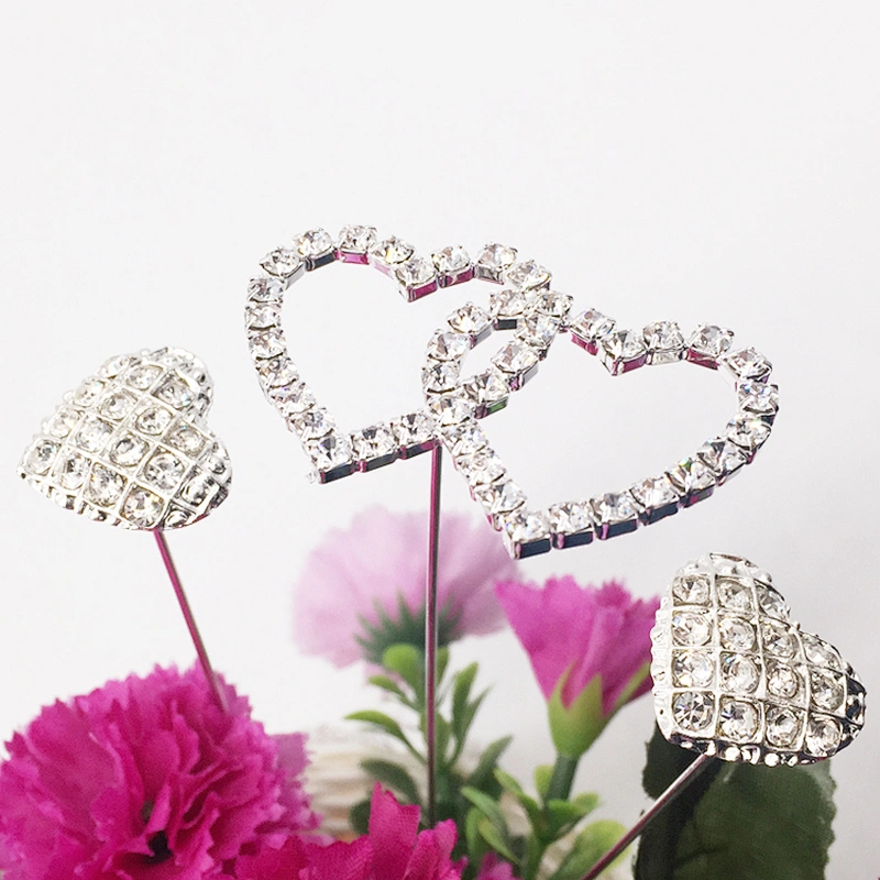 Valentines Gift Flower Bouquet Metal Rhinestone Brooch Stem Packing for Wedding