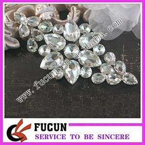 Bridal Sash Silver Crystal Clear Rhinestone Applique