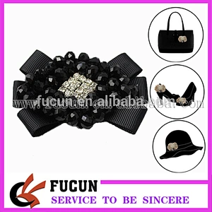 Cheap decorative beaded ribbon flower shoe clips wholesale