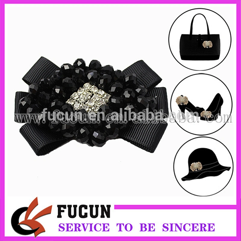 Cheap decorative beaded ribbon flower shoe clips wholesale