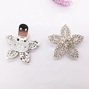 Wholesale Fashion European Women Silver Crystal Flower Rhinestone Floral Clip On Shoe Buckle