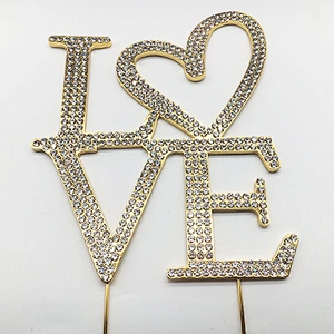 Sparkly Metal alloyed wedding love  valentine's cake toppers