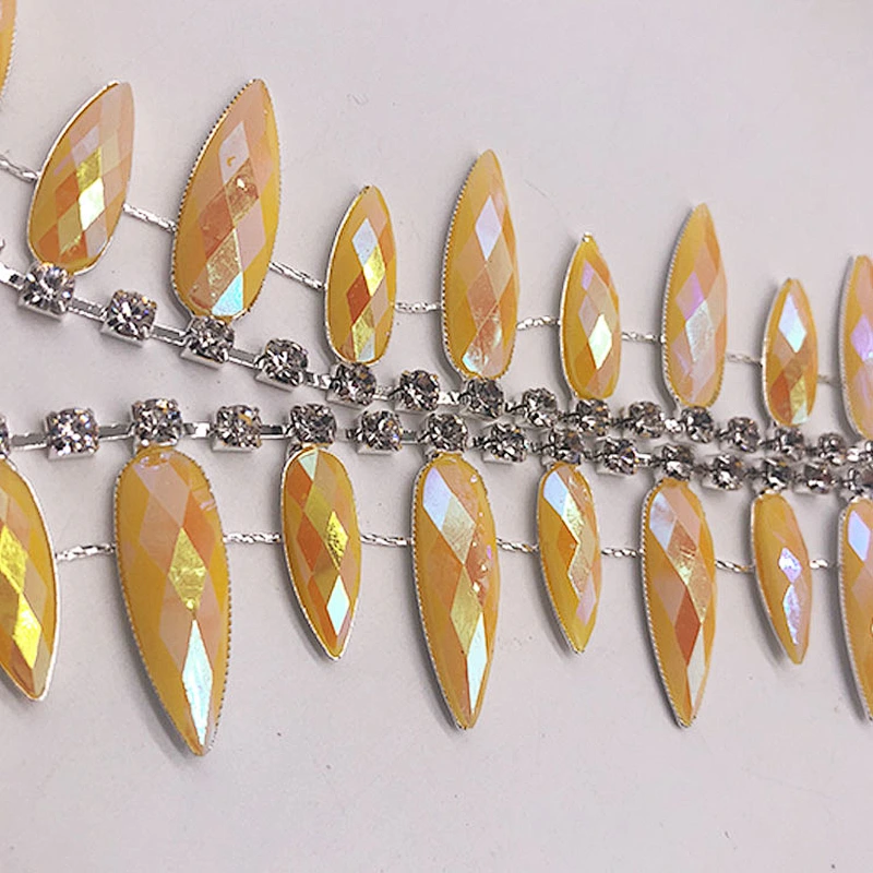 High Quality Sew On resin stones Trim Chain for DIY Wedding Dresses Bags Decoration