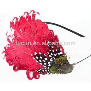 cheaper fashion mixed colour womens feather headbands china wholesale